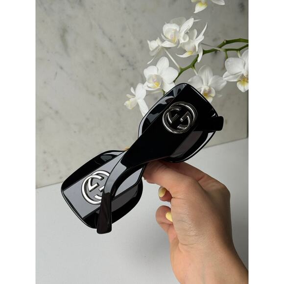 NEW Gucci GG1695S Black Thick Rim Square Logo Sunglasses